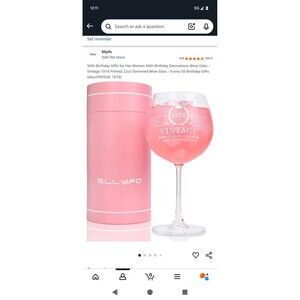 50th birthday gift for women wine glass 1974 vintage 22 oz stemmed